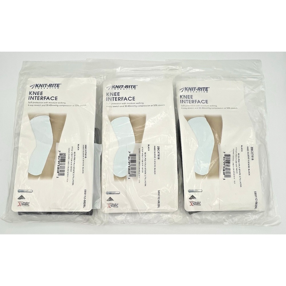 3 Knit Rite Therafirm Knee Interface Sleeve X Static Black 18" 2BCXT618 New
